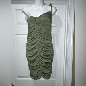 Preowned SHEIN One Shoulder Tie Ruched Dress